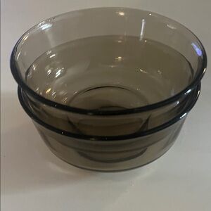 Elegant French Made Golden Smoke Glass Bowls by ARCOPAL